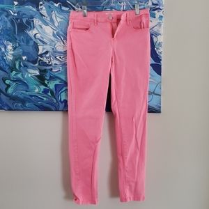 Crown & Ivy faded wash highlighter pink jeans